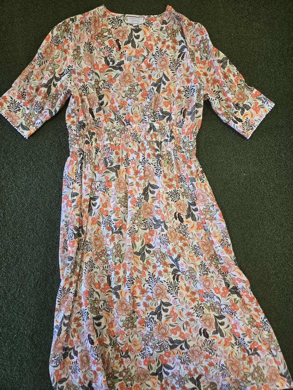 Johnny Was Floral Maxi Dress in Pink, Green & Orange